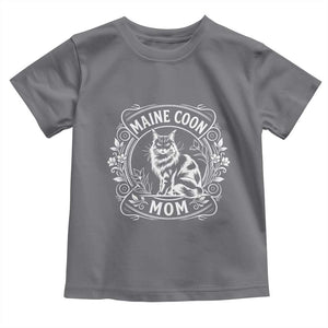 Vintage Floral Maine Coon Toddler T Shirt Mothers Day Cat Mom Gift TS12 Charcoal Print Your Wear