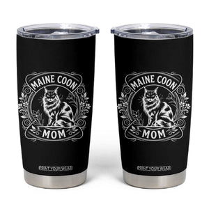 Vintage Floral Maine Coon Tumbler Cup Mothers Day Cat Mom Gift TS12 Black Print Your Wear