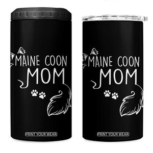 Maine Coon Mom 4 in 1 Can Cooler Tumbler Large Breed Cat Lover Silhouette Gift TS12 One Size: 16 oz Black Print Your Wear