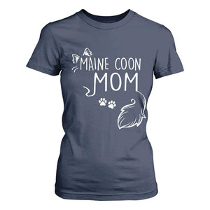 Maine Coon Mom T Shirt For Women Large Breed Cat Lover Silhouette Gift TS12 Navy Print Your Wear