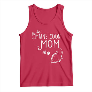 Maine Coon Mom Tank Top Large Breed Cat Lover Silhouette Gift TS12 Red Print Your Wear
