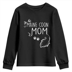 Maine Coon Mom Youth Sweatshirt Large Breed Cat Lover Silhouette Gift TS12 Black Print Your Wear