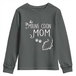 Maine Coon Mom Youth Sweatshirt Large Breed Cat Lover Silhouette Gift TS12 Dark Heather Print Your Wear