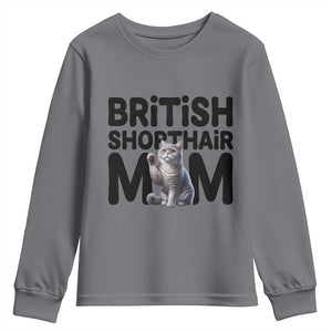 British Shorthair Mom Life Youth Sweatshirt Mothers Day Cat Mom Gift TS12 Charcoal Print Your Wear