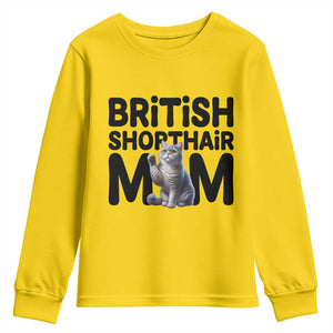 British Shorthair Mom Life Youth Sweatshirt Mothers Day Cat Mom Gift TS12 Daisy Print Your Wear