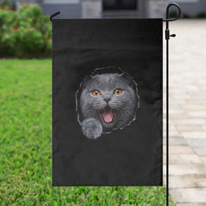 Cute British Shorthair Cat Peeking Through Cracked Wall Garden Flag TS12 Print Your Wear