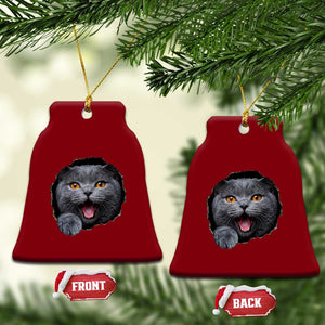 Cute British Shorthair Cat Peeking Through Cracked Wall Ceramic Ornament TS12 Print Your Wear