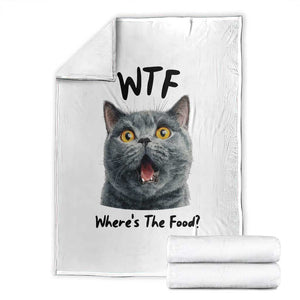 Funny Shocked British Shorthair Cat Throw Blanket Where Is The Food TS12 White Print Your Wear