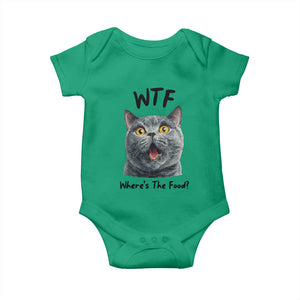 Funny Shocked British Shorthair Cat Baby Onesie Where Is The Food TS12 Irish Green Print Your Wear