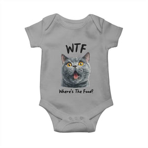 Funny Shocked British Shorthair Cat Baby Onesie Where Is The Food TS12 Sport Gray Print Your Wear