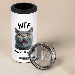 Funny Shocked British Shorthair Cat 4 in 1 Can Cooler Tumbler Where Is The Food TS12 Print Your Wear