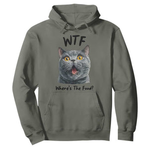 Funny Shocked British Shorthair Cat Hoodie Where Is The Food TS12 Military Green Print Your Wear