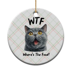 Funny Shocked British Shorthair Cat Ceramic Ornament Where Is The Food TS12 1pc Christmas Plaid Print Your Wear