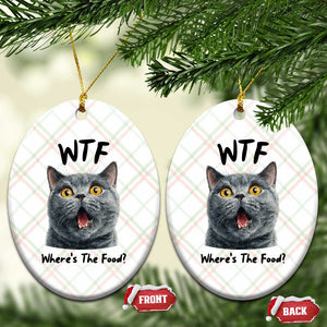 Funny Shocked British Shorthair Cat Ceramic Ornament Where Is The Food TS12 Print Your Wear