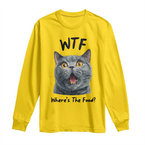Funny Shocked British Shorthair Cat Long Sleeve Shirt Where Is The Food TS12 Daisy Print Your Wear