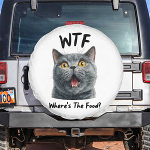 Funny Shocked British Shorthair Cat Spare Tire Cover Where Is The Food TS12 No hole White Print Your Wear