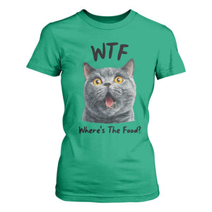 Funny Shocked British Shorthair Cat T Shirt For Women Where Is The Food TS12 Irish Green Print Your Wear