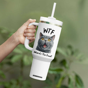 Funny Shocked British Shorthair Cat Tumbler With Handle Where Is The Food TS12 Print Your Wear