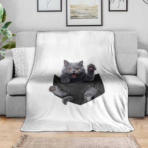 Cute British Shorthair Cat In Pocket Throw Blanket Cat Lover TS12 Print Your Wear