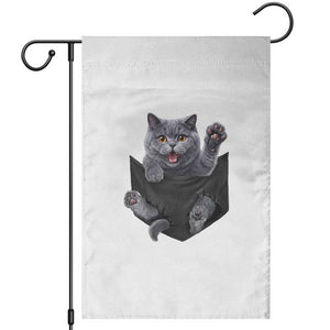 Cute British Shorthair Cat In Pocket Garden Flag Cat Lover TS12 White Print Your Wear