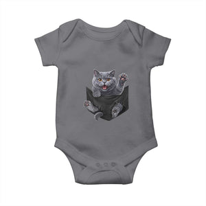 Cute British Shorthair Cat In Pocket Baby Onesie Cat Lover TS12 Charcoal Print Your Wear