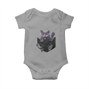 Cute British Shorthair Cat In Pocket Baby Onesie Cat Lover TS12 Sport Gray Print Your Wear
