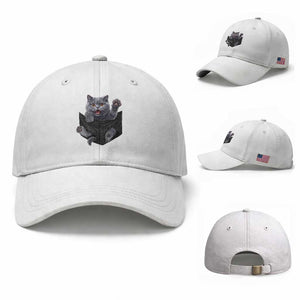 Cute British Shorthair Cat In Pocket Baseball Cap Cat Lover TS12 Baseball Cap Universal Fit White Print Your Wear