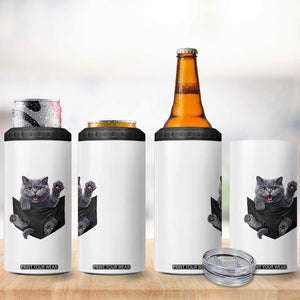 Cute British Shorthair Cat In Pocket 4 in 1 Can Cooler Tumbler Cat Lover TS12 Print Your Wear