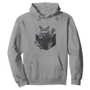 Cute British Shorthair Cat In Pocket Hoodie Cat Lover TS12 Sport Gray Print Your Wear