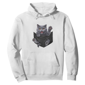 Cute British Shorthair Cat In Pocket Hoodie Cat Lover TS12 White Print Your Wear