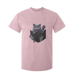 Cute British Shorthair Cat In Pocket T Shirt For Kid Cat Lover TS12 Light Pink Print Your Wear