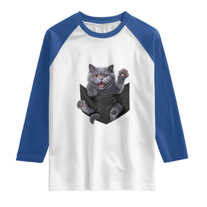 Cute British Shorthair Cat In Pocket Raglan Shirt Cat Lover TS12 White Royal Print Your Wear