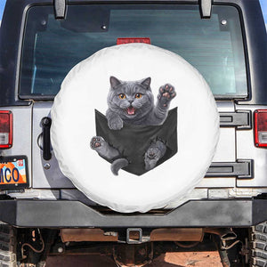 Cute British Shorthair Cat In Pocket Spare Tire Cover Cat Lover TS12 No hole White Print Your Wear