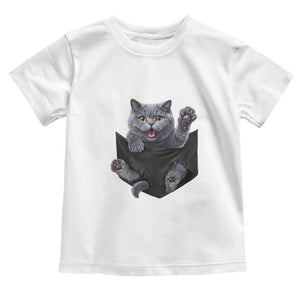 Cute British Shorthair Cat In Pocket Toddler T Shirt Cat Lover TS12 White Print Your Wear