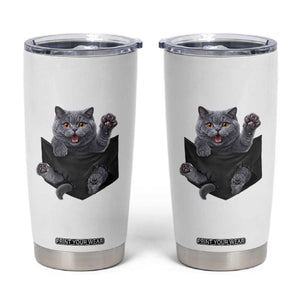 Cute British Shorthair Cat In Pocket Tumbler Cup Cat Lover TS12 White Print Your Wear