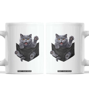Cute British Shorthair Cat In Pocket Coffee Mug Cat Lover TS12 White Print Your Wear
