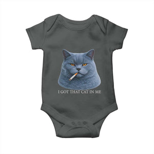 Funny British Shorthair Smoking Baby Onesie I Got That Cat In Me TS12 Dark Heather Print Your Wear