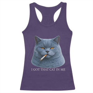 Funny British Shorthair Smoking Racerback Tank Top I Got That Cat In Me TS12 Purple Print Your Wear