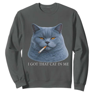 Funny British Shorthair Smoking Sweatshirt I Got That Cat In Me TS12 Dark Heather Print Your Wear
