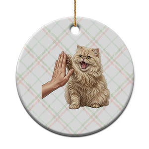 Cute Persian Cat High Five Ceramic Ornament Cat Lover TS12 1pc Christmas Plaid Print Your Wear