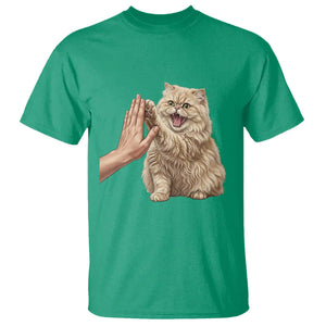 Cute Persian Cat High Five T Shirt Cat Lover TS12 Irish Green Print Your Wear