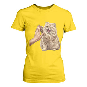Cute Persian Cat High Five T Shirt For Women Cat Lover TS12 Daisy Print Your Wear