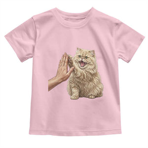 Cute Persian Cat High Five Toddler T Shirt Cat Lover TS12 Light Pink Print Your Wear