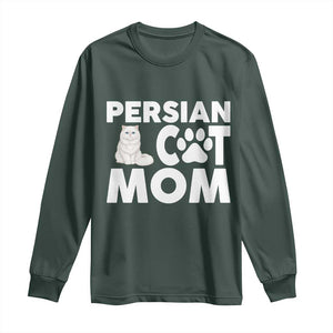 Proud Persian Cat Mom Long Sleeve Shirt Fluffy Cat Lover Gift For Her TS12 Dark Forest Green Print Your Wear
