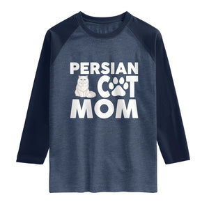 Proud Persian Cat Mom Raglan Shirt Fluffy Cat Lover Gift For Her TS12 Heather Denim Navy Print Your Wear
