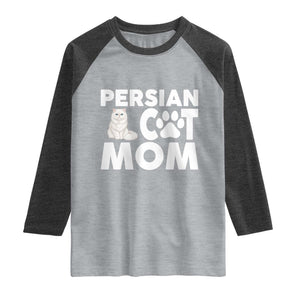 Proud Persian Cat Mom Raglan Shirt Fluffy Cat Lover Gift For Her TS12 Heather Gray Heather Charcoal Print Your Wear