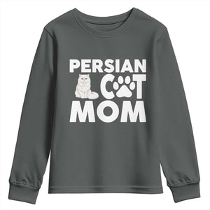 Proud Persian Cat Mom Youth Sweatshirt Fluffy Cat Lover Gift For Her TS12 Dark Heather Print Your Wear