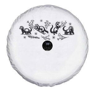 Minimalist Ferret Floral Graphic Spare Tire Cover Exotic Pet Owner Gift