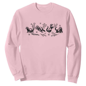 Minimalist Ferret Floral Graphic Sweatshirt Exotic Pet Owner Gift TS12 Light Pink Print Your Wear