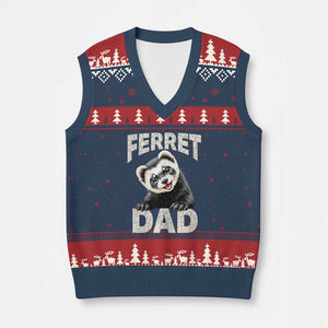 Ferret Dad Life V-Neck Knit Sweater Vest Cute Exotic Animal Parent Gift TS12 Navy Red Print Your Wear